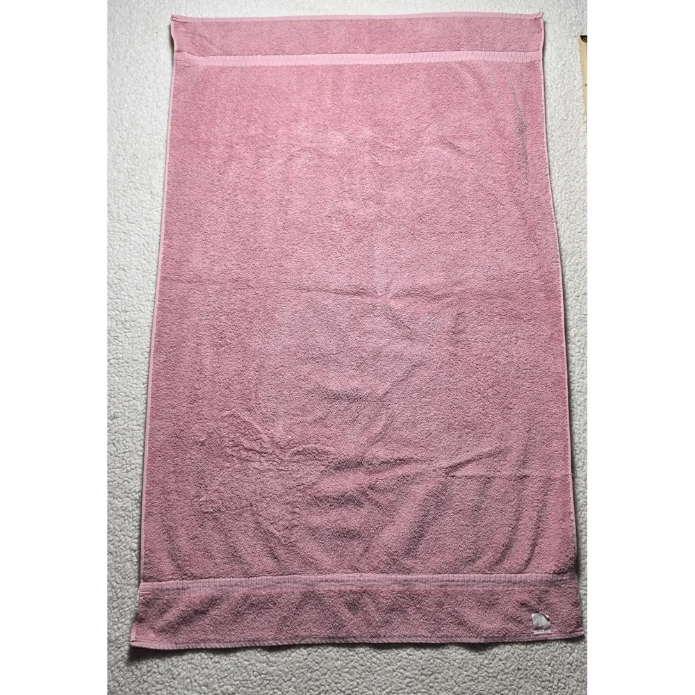 Vintage Cannon Pink Cotton Towel Set Butterfly Crochet Lace Trim Made in USA